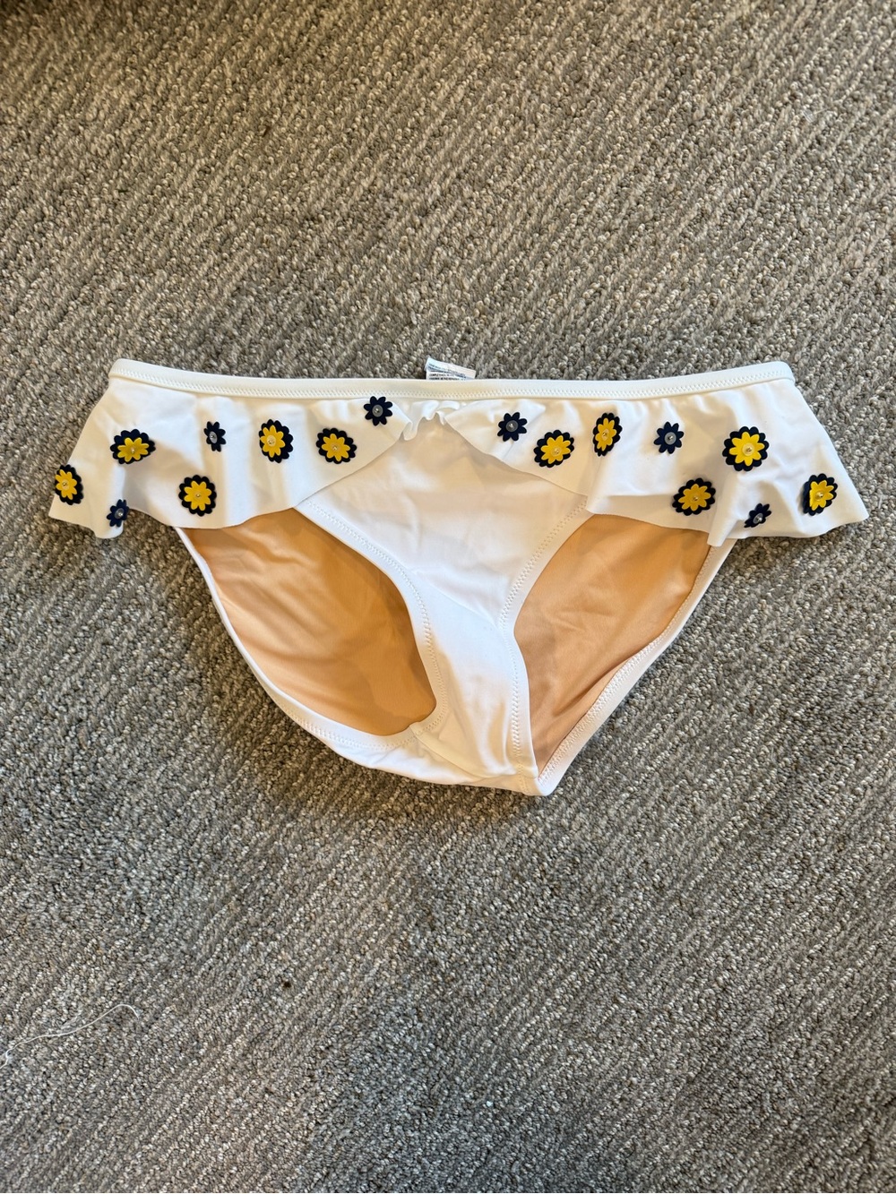 Anthropologie Floral Ruffle Bikini Bottom Womens M White Daisy Embellished NWT